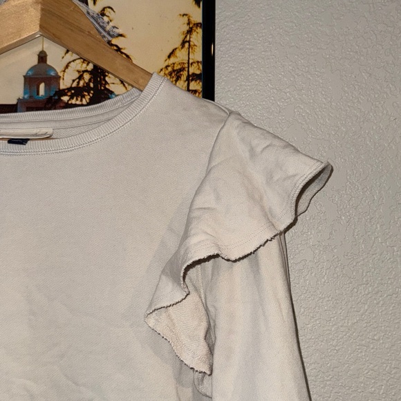 Universal Thread Cream Ruffle Sleeve Sweatshirt - Picture 2 of 5